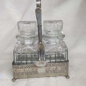 Elegant Silver and Clear Glass Condiment Set